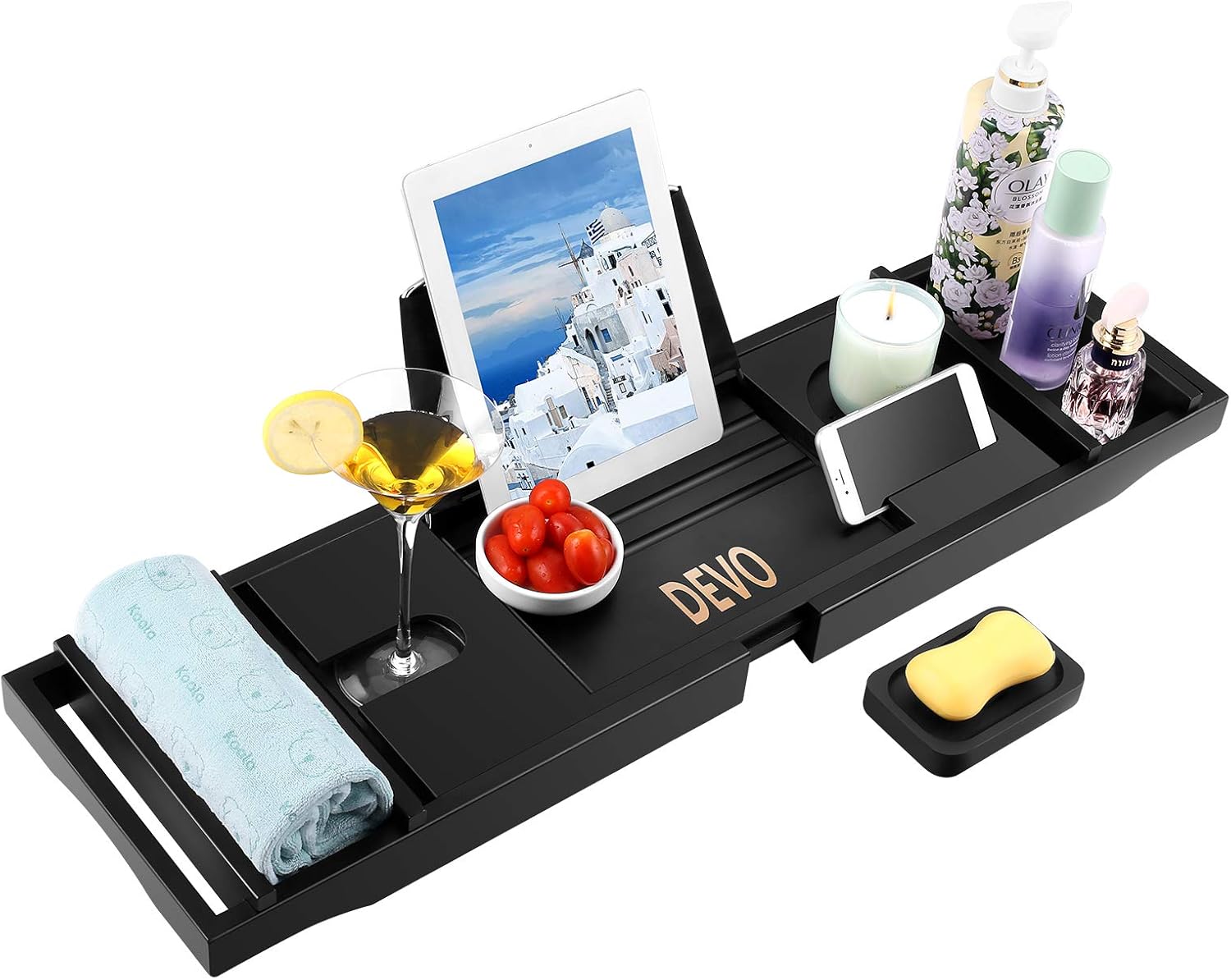 DEVO BATH STORAGE shelf made of bamboo, extendable bath board, bath