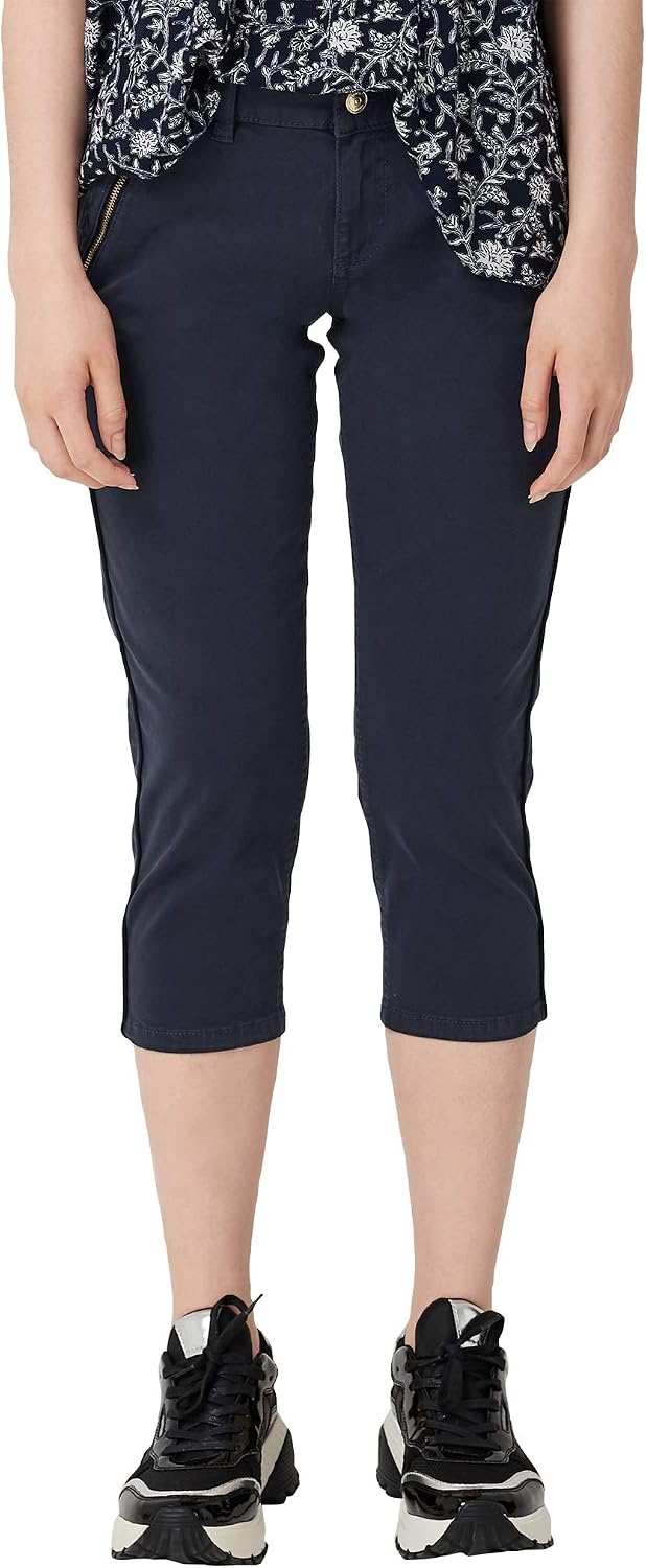 S.Oliver Damen Hose – Wide Leg, High Waist, Aus Weichem Baumwollmix Mit Stickerei