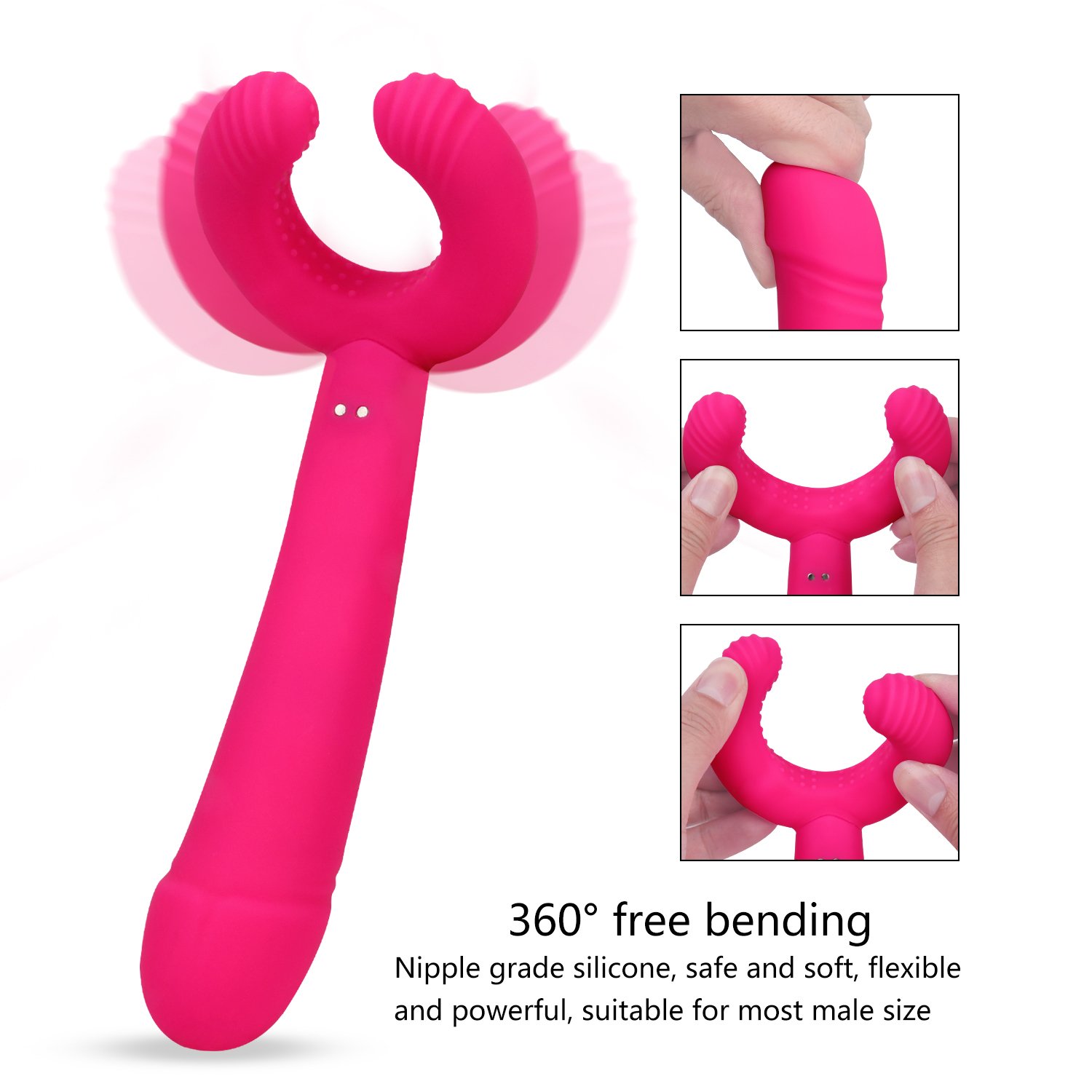 Xocity Vibratoren für die Klitoris & G punkt Vibrator mit Drei starker Motor 8 Vibrationsfrequenz,Silikon Mehrfachfunktion Massagegeräte für Butt plug prostata massage,Analvibratoren Dildo Analspielzug für männer und Frauen
