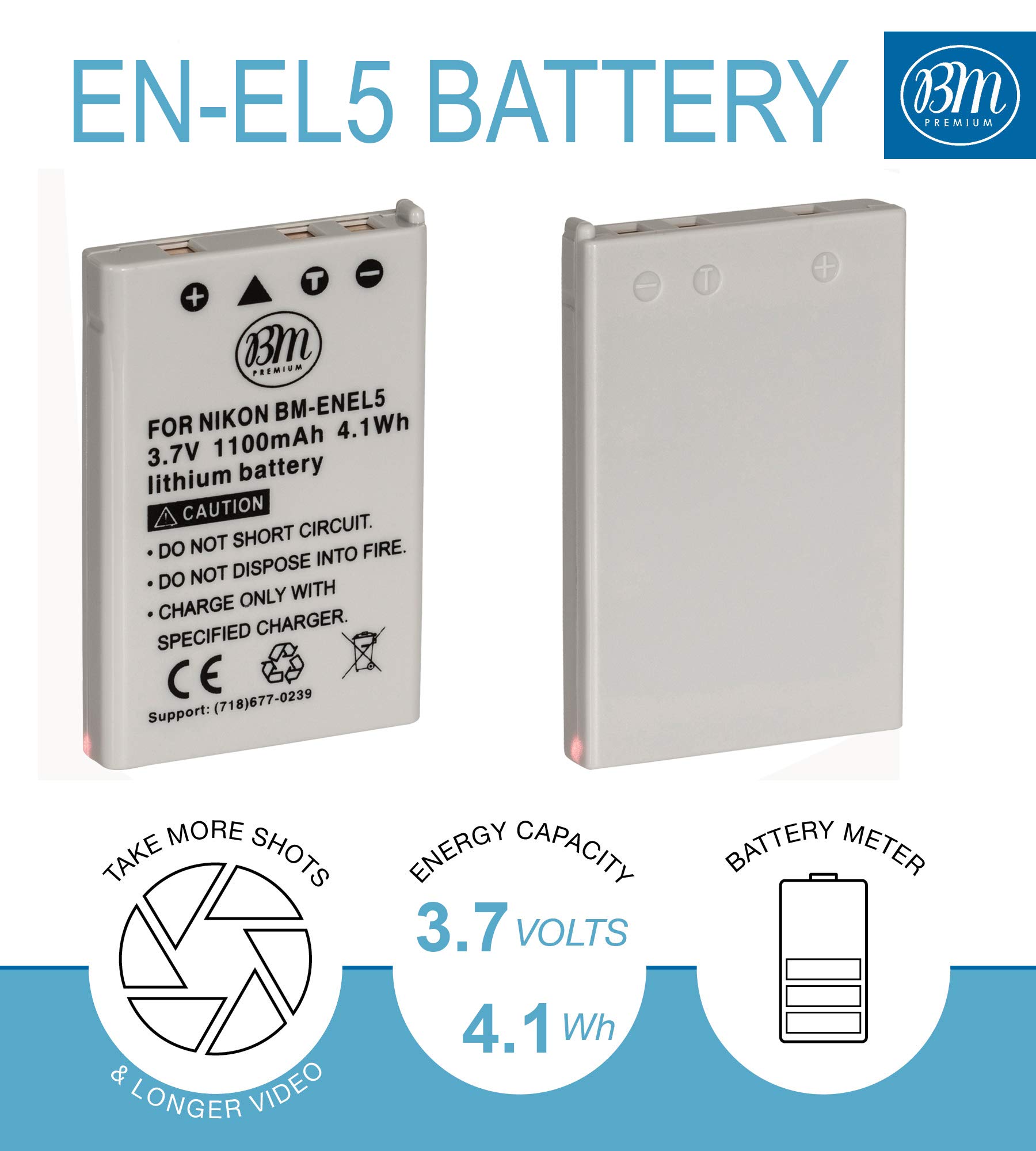 BM Premium ENEL5 Battery for Nikon Coolpix P80, P90, P100, P500, P510