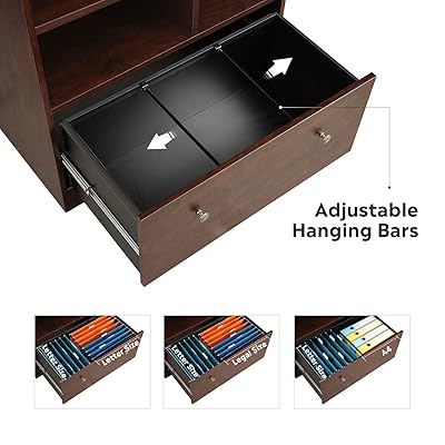 picture Cherry Wood File Cabinet devaise lateral file cabinet 1 large drawer wood filing cabinet with 2 open adjustable storage shelves for office home cherry