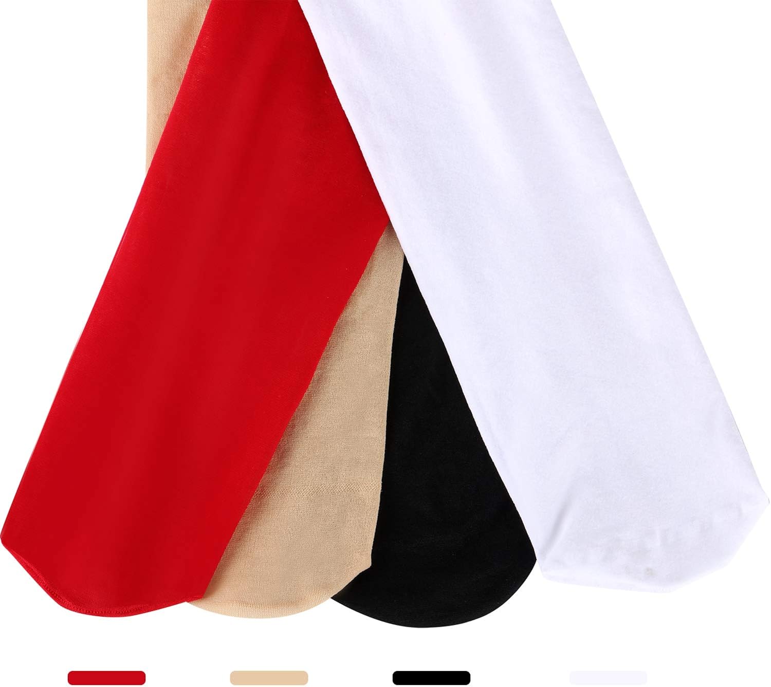 Silk Thigh High Stocking for Women Lace Silicone Socks Satin Bow Top Stocking (Red, Black, Skin Color, White): Clothing