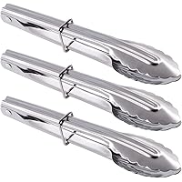HINMAY Mini Stainless Steel Serving Tongs Small Tongs for Serving Food Cooking Salad Grilling (7-Inch 3 Pieces)