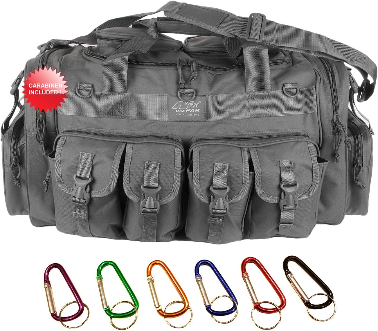 Nexpak TFBP130 30 Inch Waterproof 2 in 1 Backpack Duffel Duffle Molle Tactical Hiking Range Bag 5100 Cu in + Key Ring Carabiner