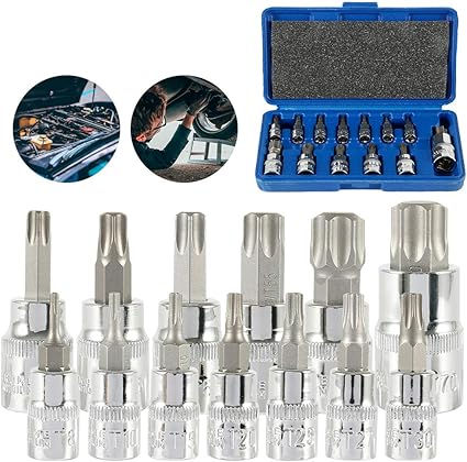Amazon トルクスビットソケットセット 13点1セット トルクスネジ用ビットセット ビットソケットセット T8 T70 六角梅スリーブ 差込角 トルクスレンチ 6 35mm 9 5mm 12 7mm ソケットレンチ