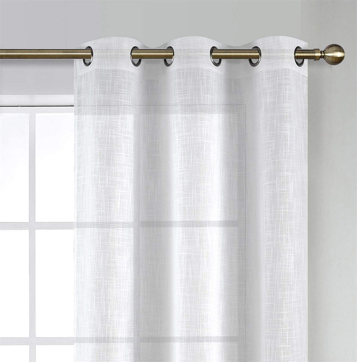 MIUCO Sheer Curtains 84 Inch Long White Living Room Curtains Semi Voile