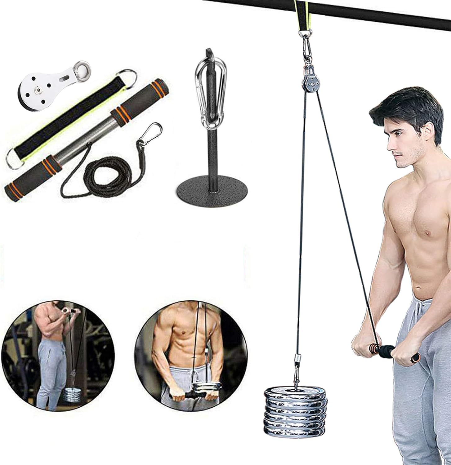 FBSPORT Forearm Wrist Roller Trainer, Strength Training Arm Marchine, Fitness LAT Lift Pulley System, Triceps Extensions Exerciser for LAT Pull Down, Biceps, Body Training Equipment, Home Workouts : Sports & Outdoors