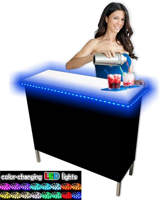 Gopong Portable High Top Party Bar Table With Shelf 15l X 39w X
