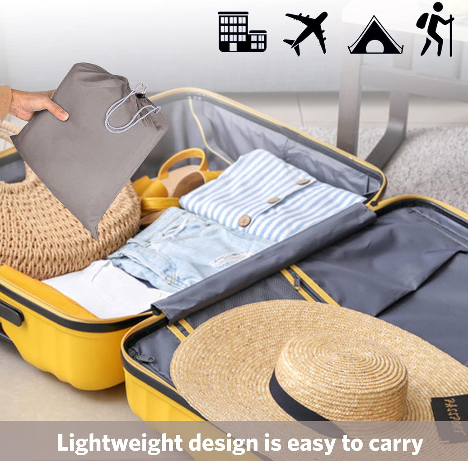 Travel and Camping Sheet Sleeping Bag Liner, Lightweight Compact Portable Adult Thin Sleeping Bag Sack, Premium Soft Hotel Sleep Sheet for Traveling Hostels Picnic : Sports & Outdoors