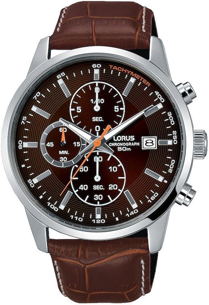 Lorus RM339DX9 Chronograph Brown Leather Strap Watch Wrist Analogue