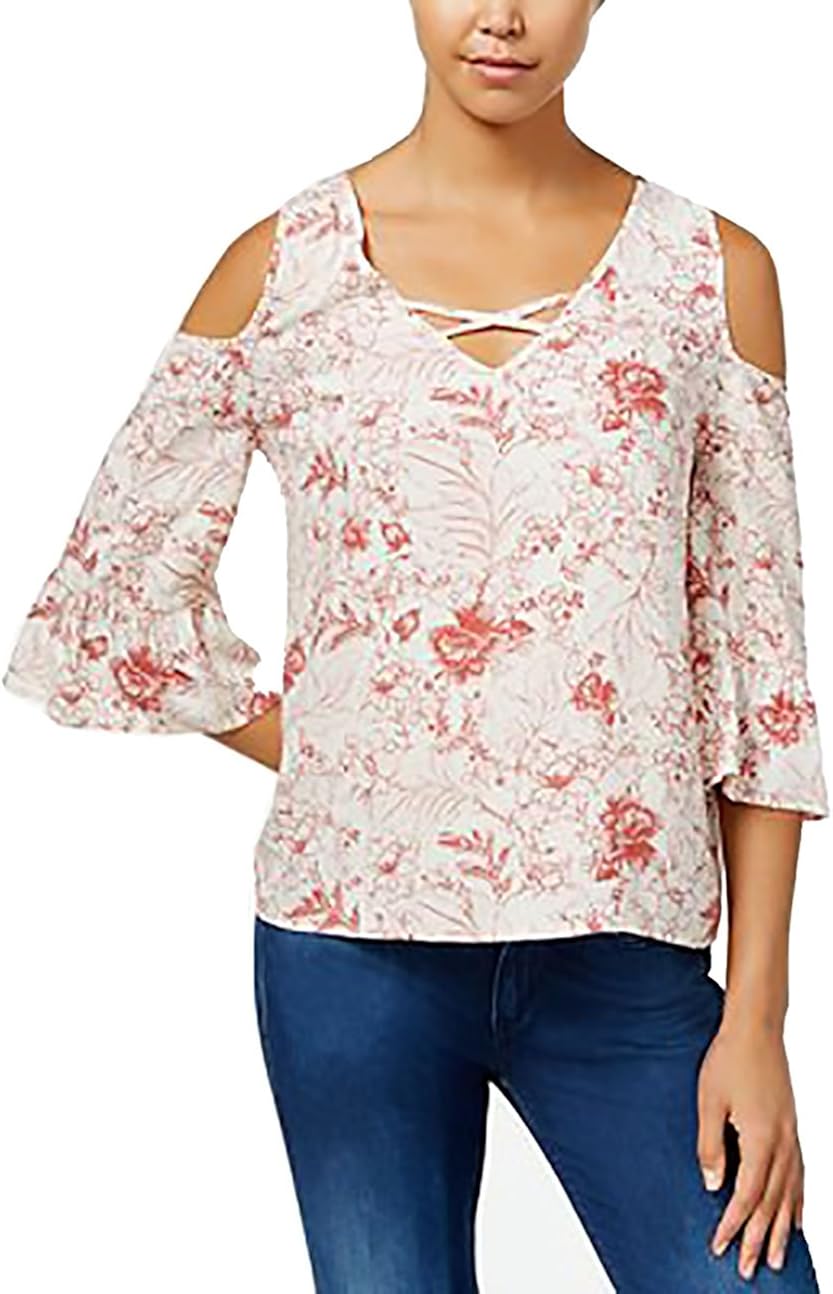 red ruffle sleeve blouse