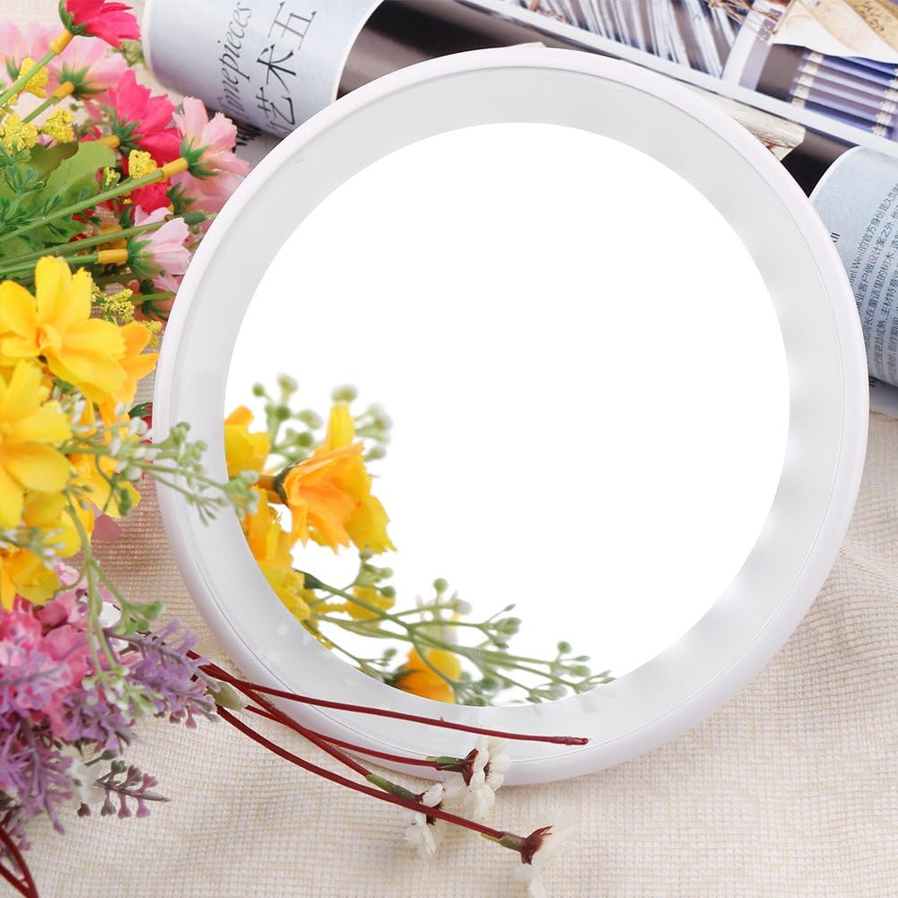 Mackup Mirror with Locking Suction Cup and Rotating Adjustable Tilting Arm， Portable LED Countertop Light ( 7X Magnification)