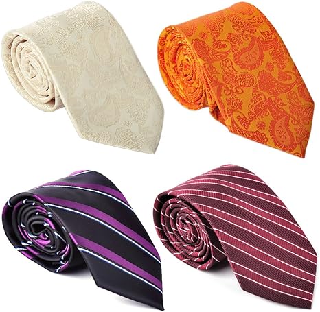 Amazon Co Jp Cicitree 4pcsメンズ ペイズリー柄ネクタイ ストライプネクタイ クラシック ジャカールネクタイ ビジネス 結婚式 パーティー ホーム キッチン