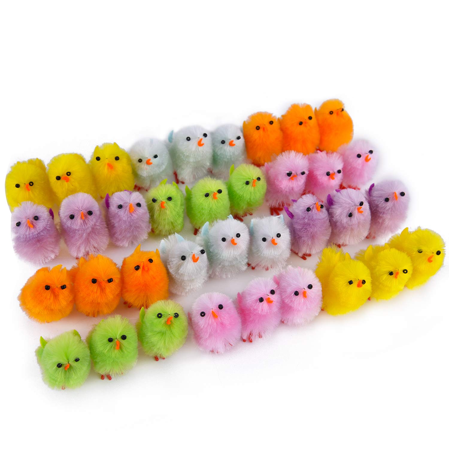 TUPARKA 36Pcs Mini Easter Chicks Vibrant Colors Easter Chenille Chicks Cute Fully Easter Baby Chicks for Easter Party, Easter Egg Bonnet Decoration, Easter Egg Hunt