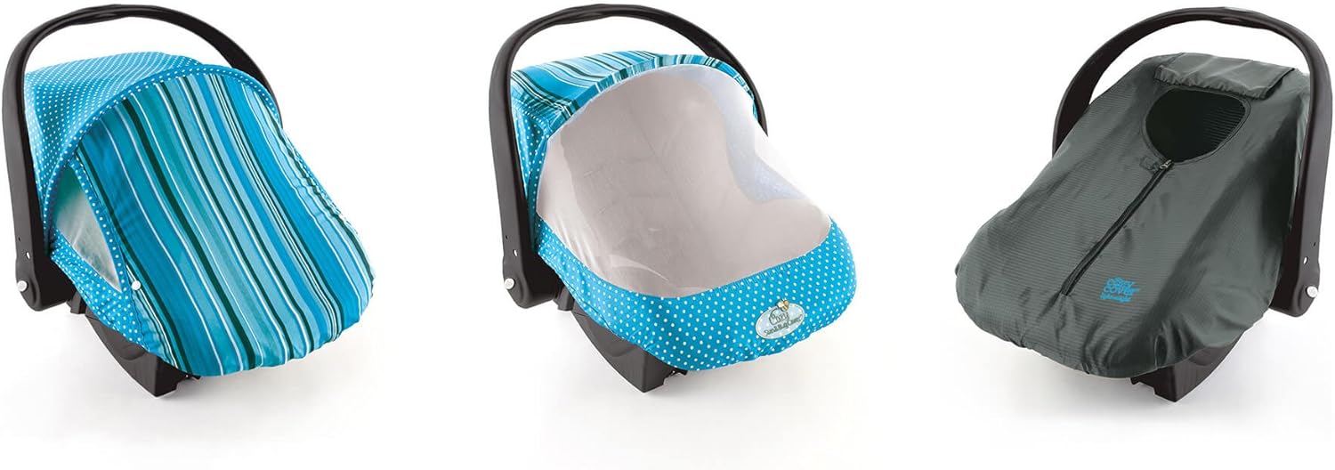 Cozy Combo Pack (Blue Stripe) ‘Sun & Bug Cover’ Plus ‘Cozy Cover’ Infant Carrier Covers