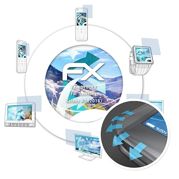 atFolix Schutzfolie passend für Samsung Galaxy A9 (2016) Folie, ultraklare und Flexible FX Displayschutzfolie (3X)