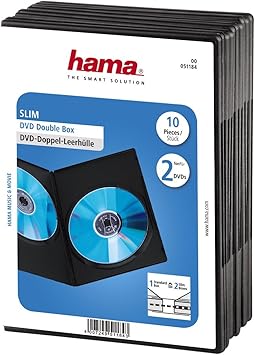 Hama Slim Box - Carcasa doble para DVD (10 unidades), negro: Hama: Amazon.es: Electrónica
