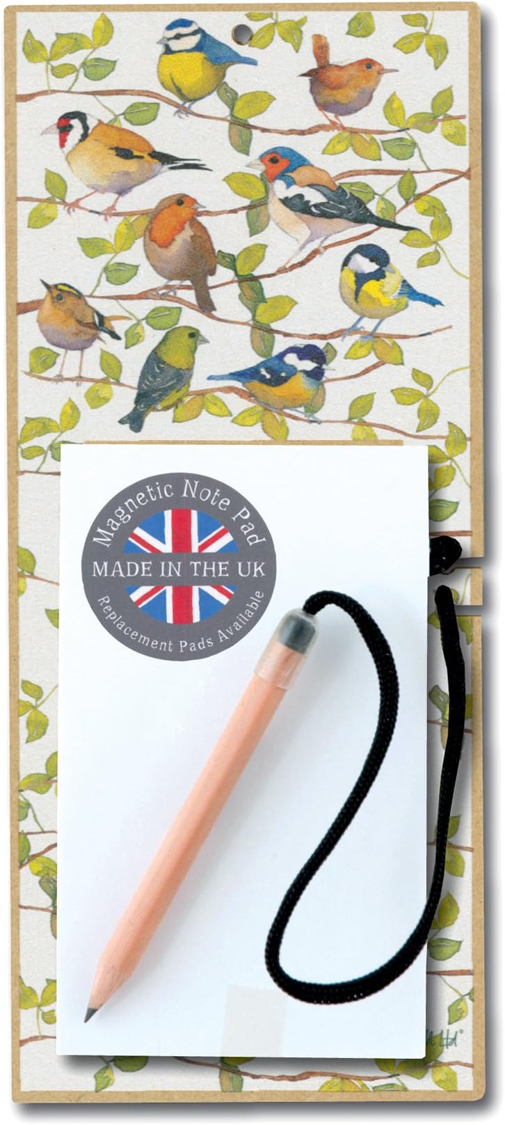 SHOPPING LIST / MEMO PAD / TO-DO- LIST Wall Hung - GARDEN BIRDS Design - includes one notepad refill