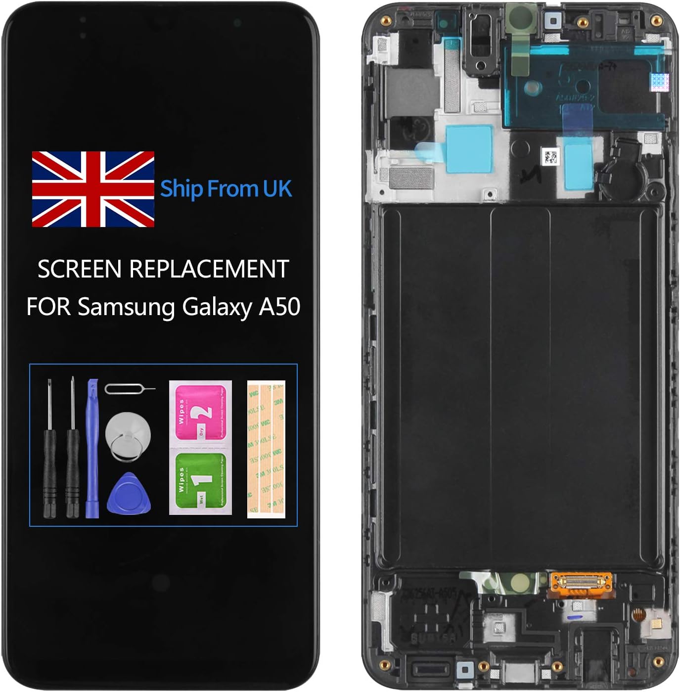 INCELL Screen Replacement for Samsung Galaxy A50 A505 SM-A505F A505FD A505U LCD Display Touch Sensor Digitizer Assembly Glass Panel Repair Parts Kits No Fingerprint Sensor