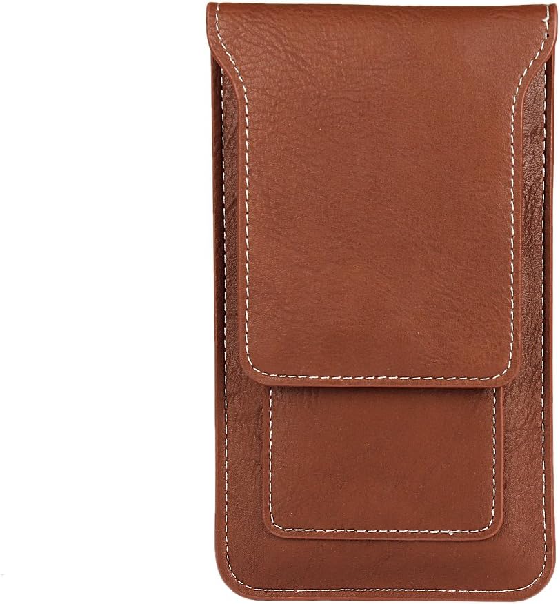 Hadi PU Leather Cell Phone Belt Holster Carrying Case with Magnetic Closure For 5.5 inch Cell Phone (For iPhone 6 Plus/6s Plus/7 Plus, For Samsung S6/S7/S7 Edge) - Vertical - Brown - Meduim Size