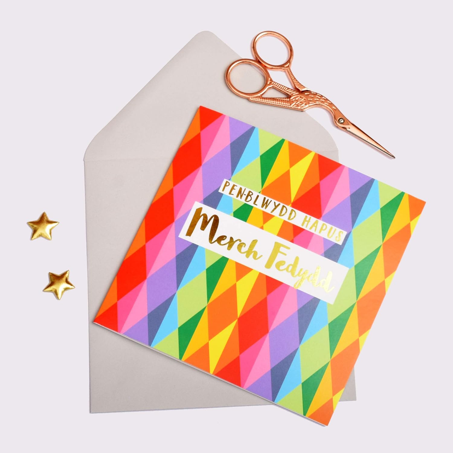Claire Giles Greeting Cards, Welsh Goddaughter Birthday Card, Penblwydd Hapus Merch Fedydd, Text Foiled in Shiny Gold - Image 3