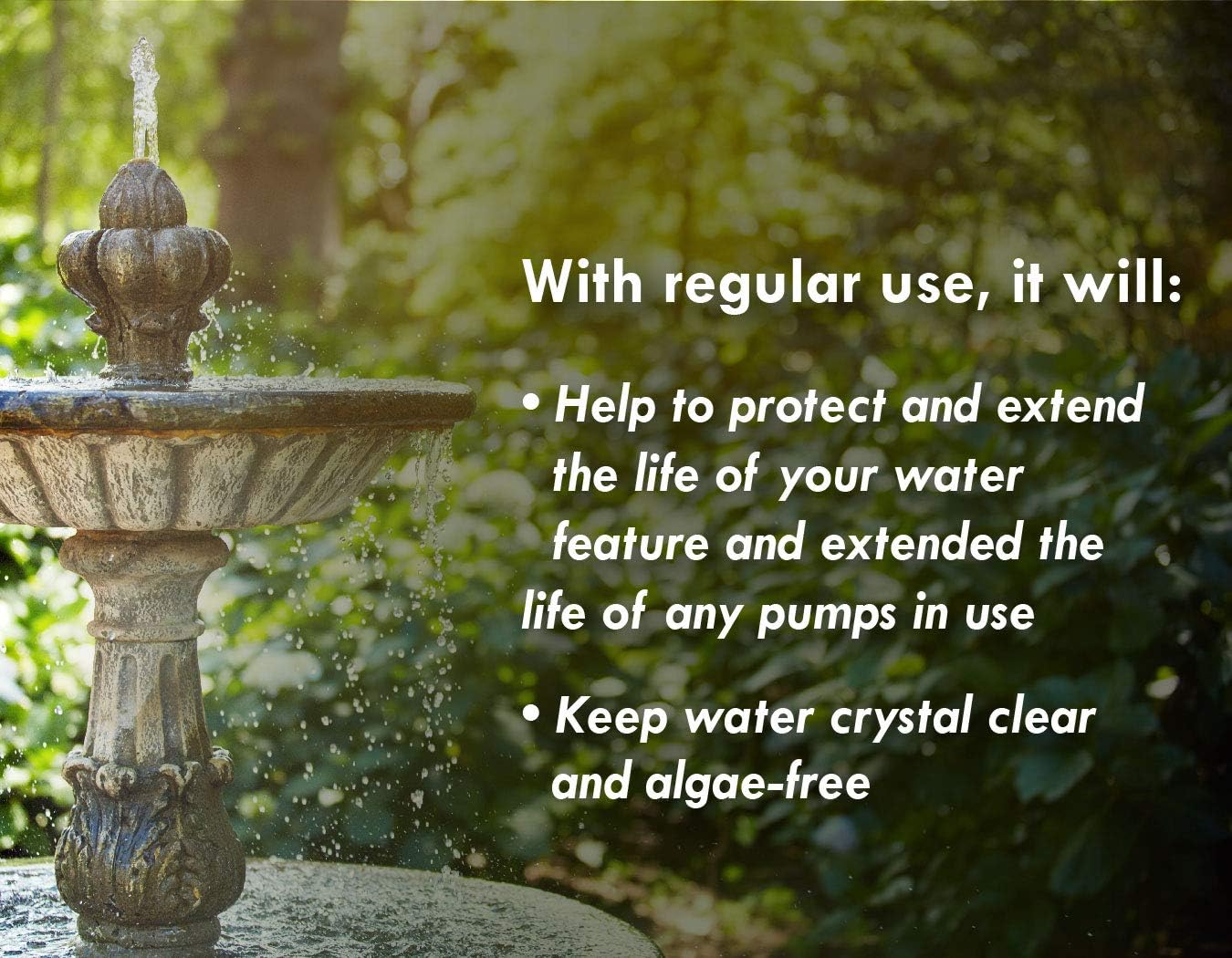 Fountain Algaecide and Clarifier, Formulated for Small Ponds, Water Features, 32oz : Garden & Outdoor