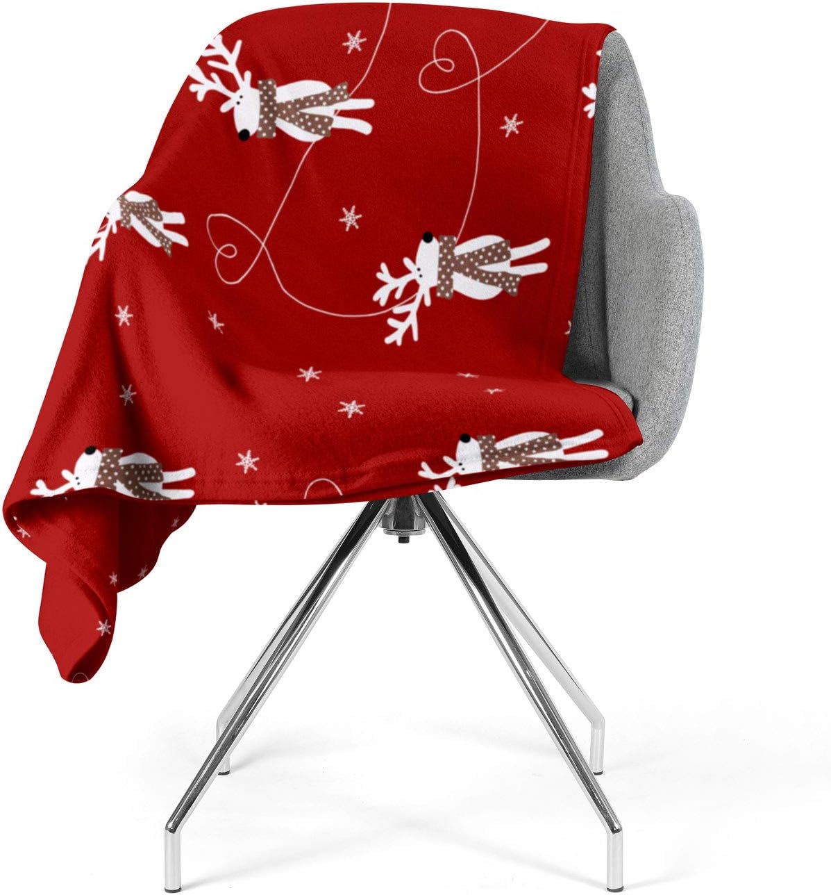IT IDEAL TEXTILES Nordic Winter Fleece Throw Blanket, Cosy & Plush Christmas Blankets, Super Soft Festive Xmas Throws, Red, Multi (Reindeer Scarf, 130cm x 180cm)