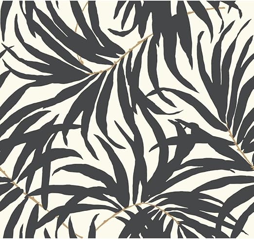 York Wallcoverings Tropics Bali Leaves Removable Wallpaper Off Off White Darkest Grey Tan Amazon Com
