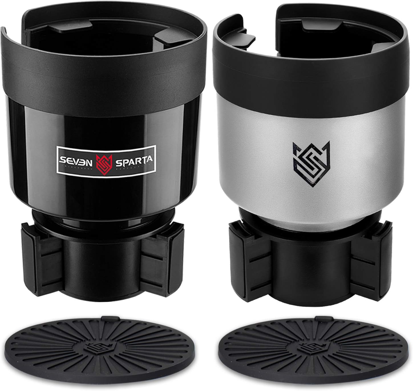 2 Pack Car Cup Holder Expander Organizer Adjustable Base, Fit for Yeti 20/26/30 oz, Hydro Flasks 32/40oz, Nalgenes 30/32/38/48 oz, Camelbak 32/40 oz, Other Bottles in 3.4"-3.8" (Black and Silver): Automotive