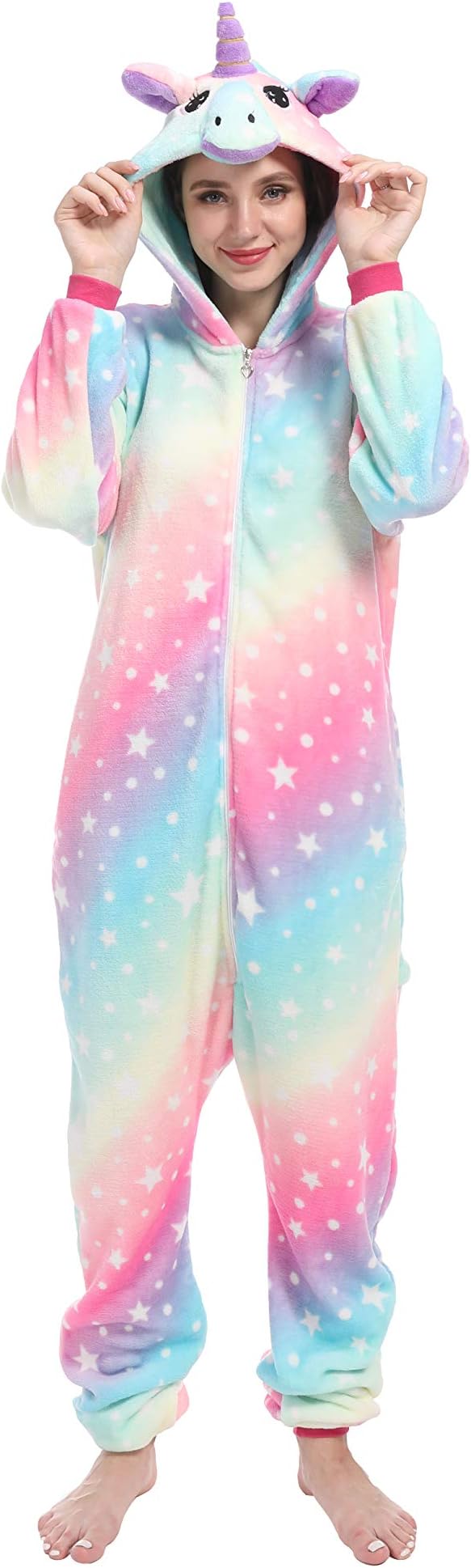 Adult Unicorn Onesie,One Piece Animal Cosplay Costume Pajamas Halloween Sleepwear Gifts for Women Men