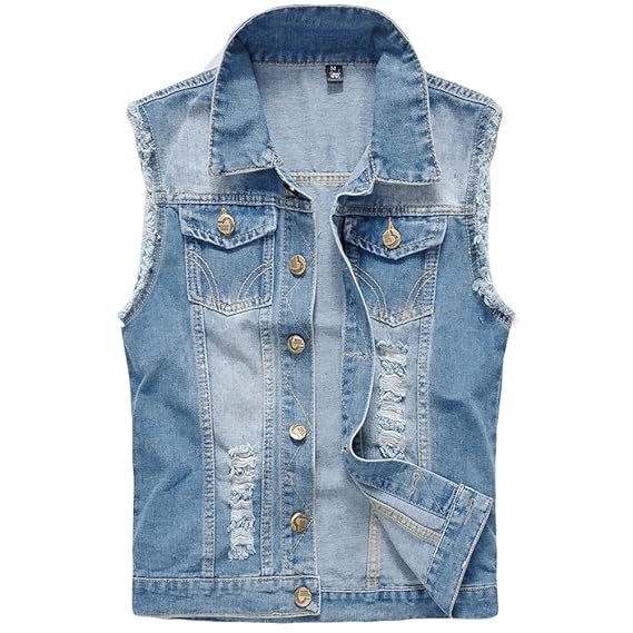 YOUTHUP Herren Jeans Denim Weste Fashion Jeans Casual Herren Freizeit Weste