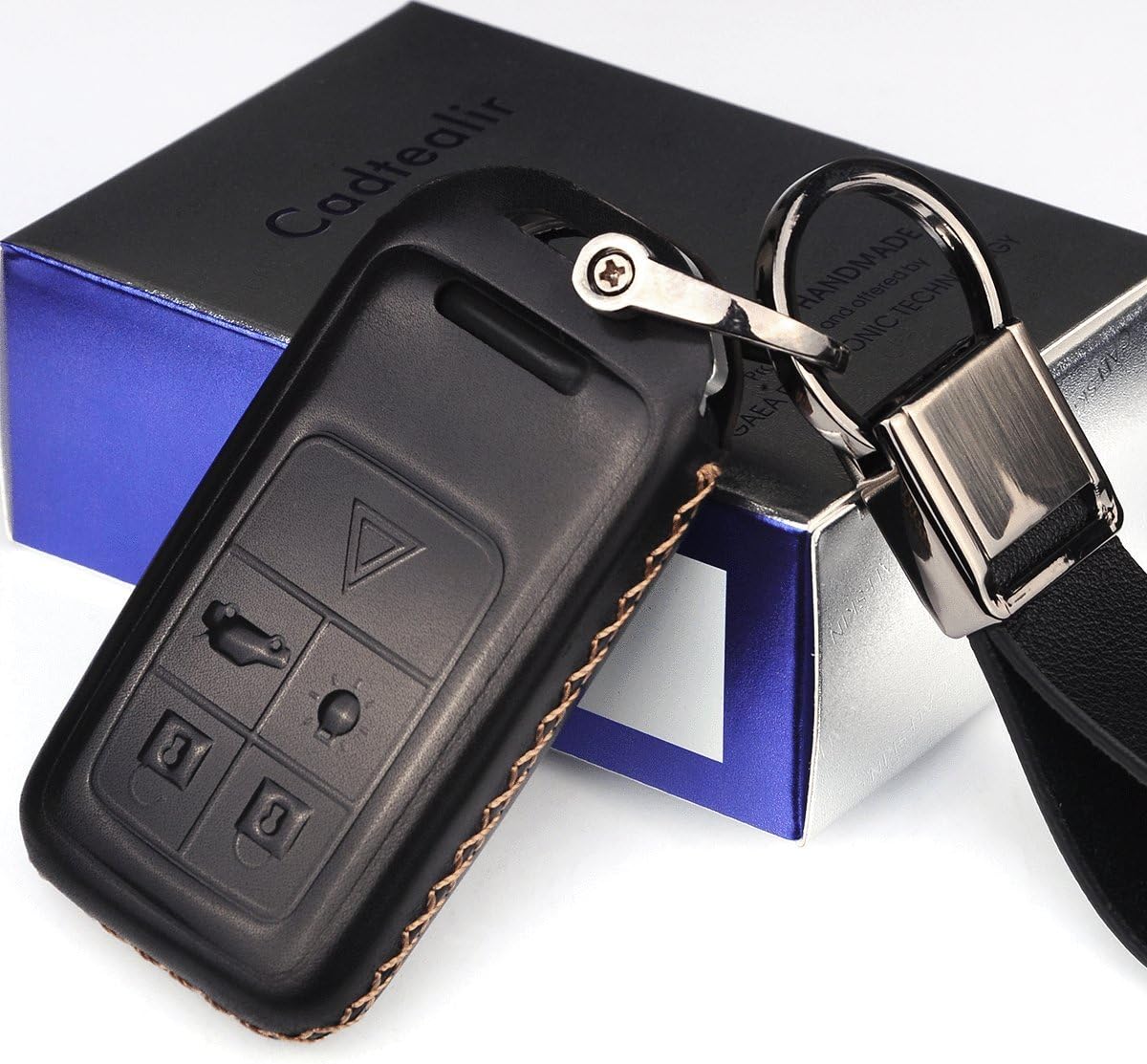 Cadtealir absortive Baby Calfskin Genuine Leather Volvo xc90 xc70 xc60 xc40 s90 s80 s60 s40 v90 v60 v40 c30 Key fob Cover case Holder 5 Buttons