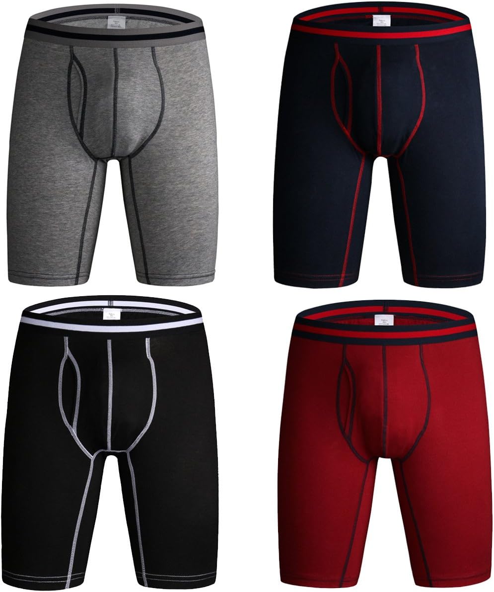 Kuilleckt Men's Breathable Soft Cotton Solid Boxer Briefs,Lightweight Open