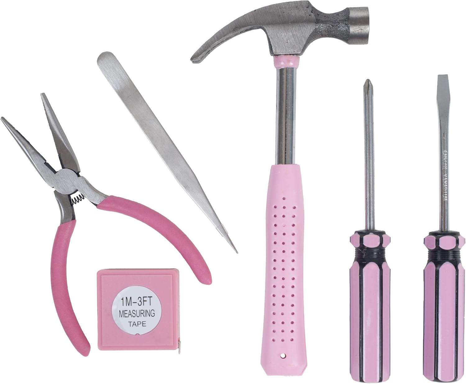 Household Hand Tools, Pink Tool Set - 9 Piece by Stalwart, Set Includes – Hammer, Screwdriver Set, Pliers (Tool Kit for the Home, Office, or Car) - - 