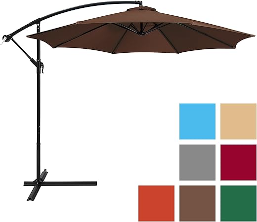 Best Choice Products 10ft Solar Led Offset Patio Umbrella W Easy Tilt Adjustment Brown Patio Furniture Accessories Patio Lawn Garden