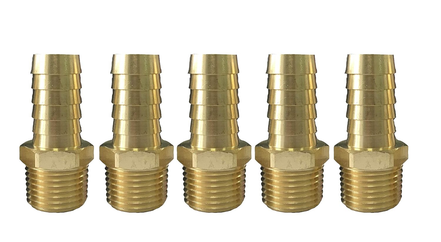 . Pack of 5 Generic Brass Fittings,3/8 Hose ID x 3/8 Male NPT Hose Barb