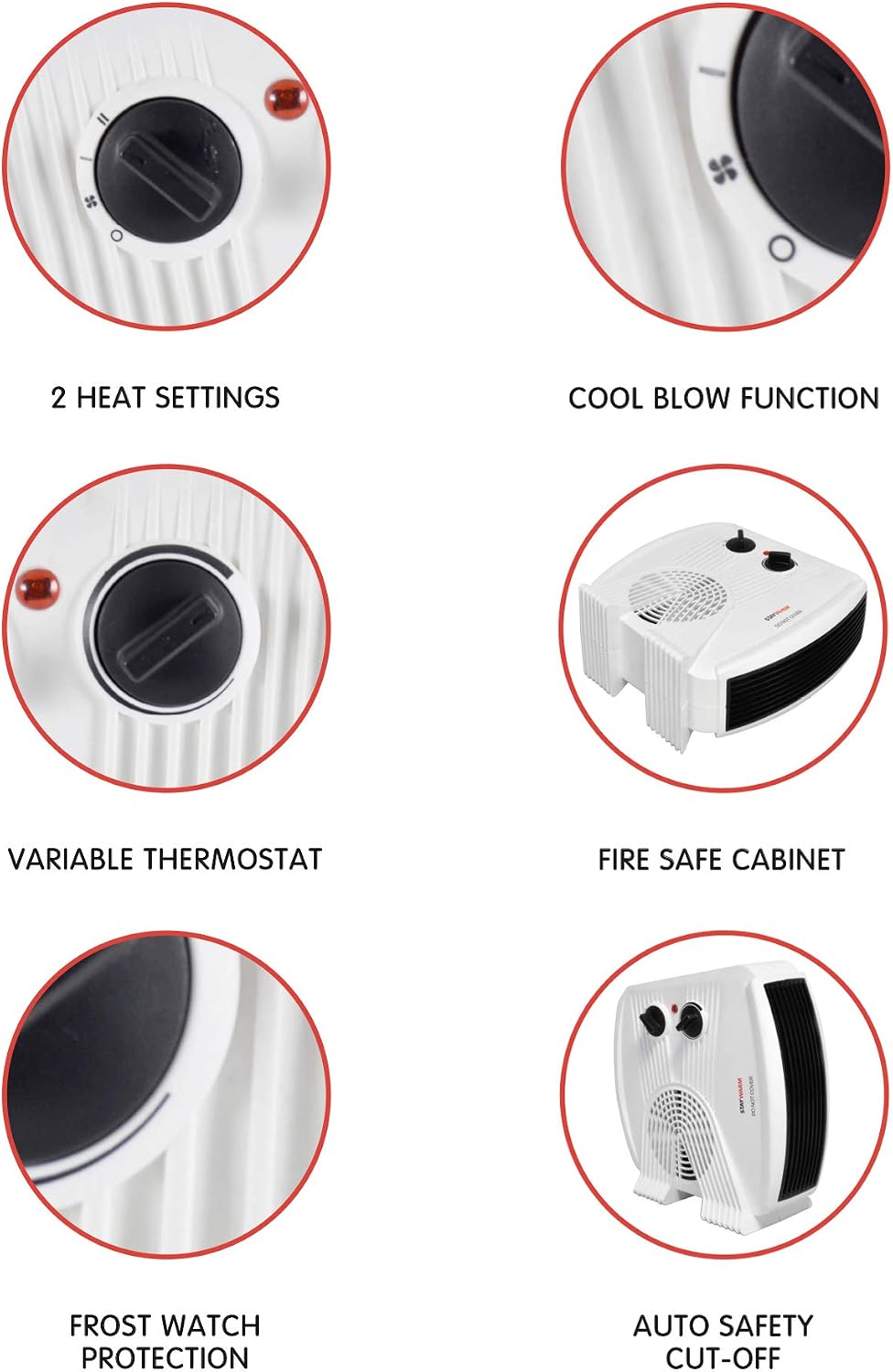 STAYWARM® 2000w Upright and Flatbed Fan Heater with 2 Heat Settings / Cool Blow Fan / Variable Thermostat / Frost Watch / Overheat Protection / BEAB Safety Approved / 3 YEAR WARRANTY - Image 3