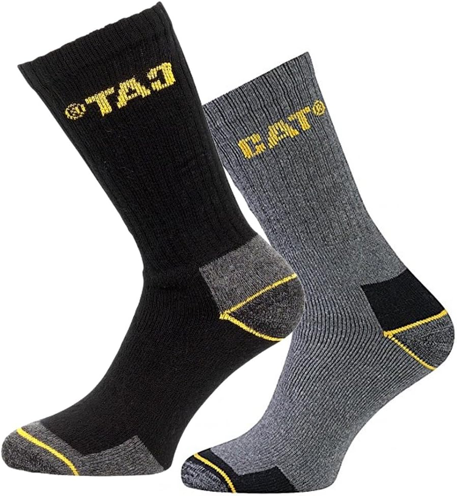 6 pairs Men's Work Socks Accident Prevention Reinforced on Heel and Toe with Reinforced Weft CAT CATERPILLAR Yarn of Excellent Quality Cotton Sponge available in various colors