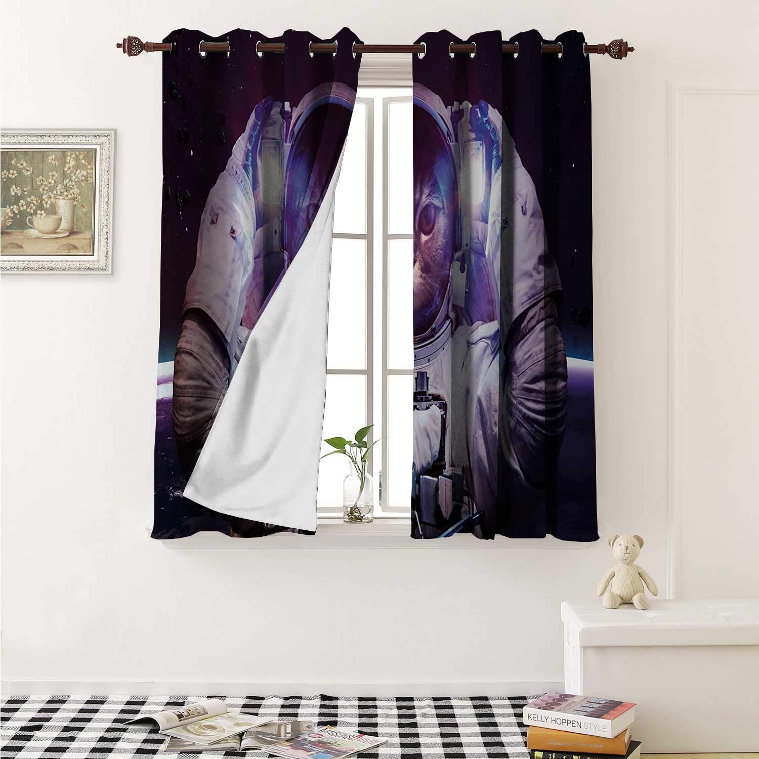 Amazon Com Flyerer Space Cat Decor Curtains By Kitty In
