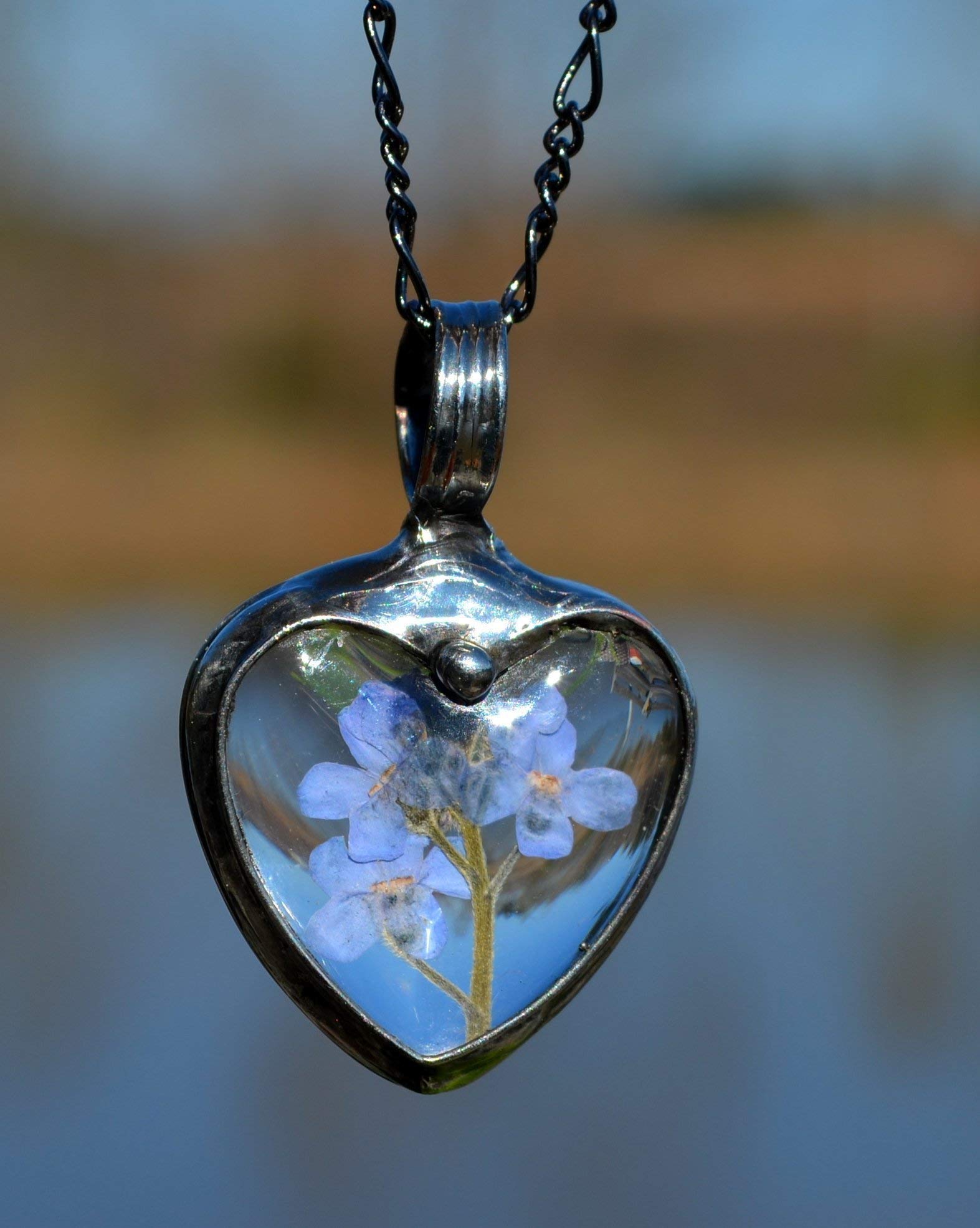 Heart Necklace Gift Ideas Me Not Pressed Flower