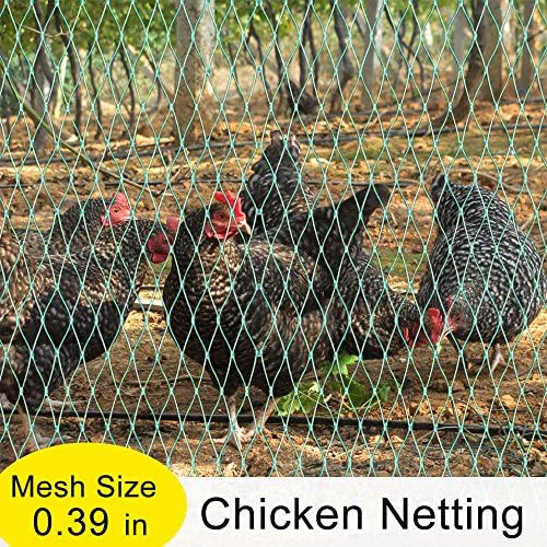 V Protek Poultry Fence EZ-Barrier Knotted Garden Netting Bird Netting, Chicken Netting, 10'-W x 20'-L Easy to Apply Green