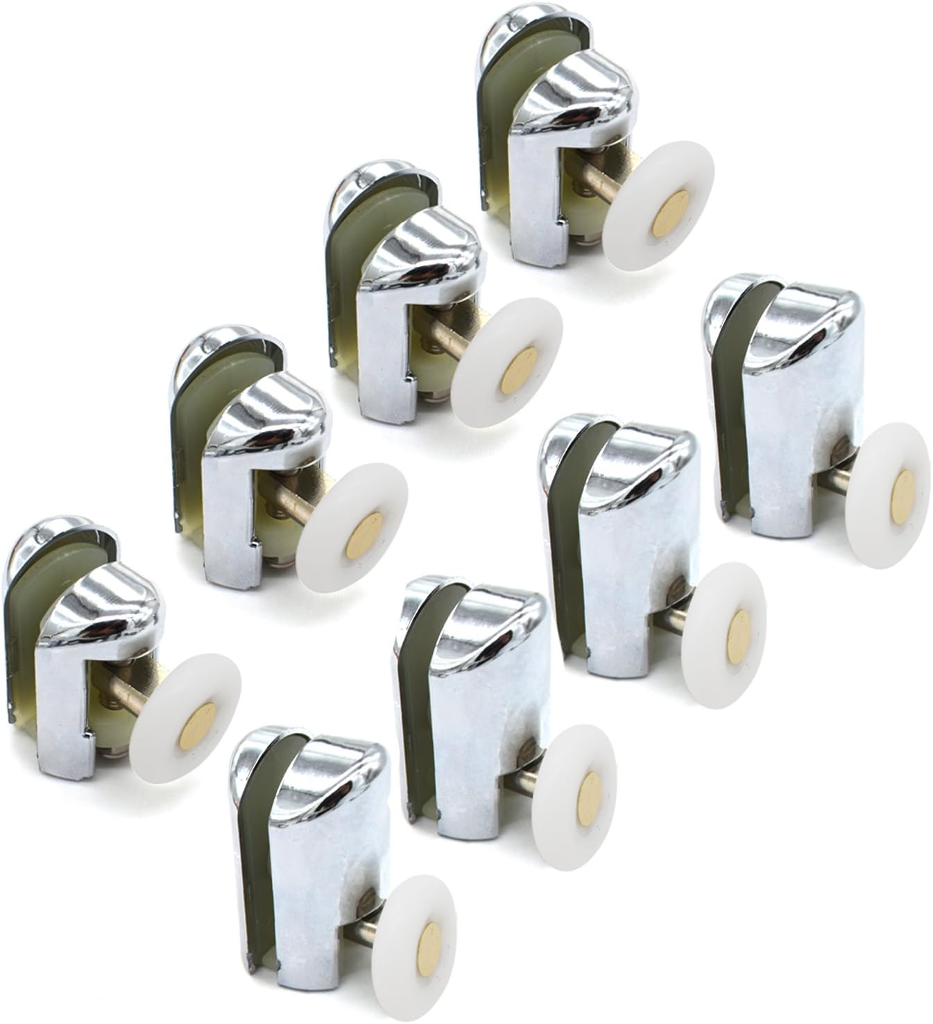 8 x ChromeplatedTop Bottom Single Shower Rollers/Runners/Wheels Replacements 25mm, Clear, 2 cm x 2 cm x 6 cm - Image 5