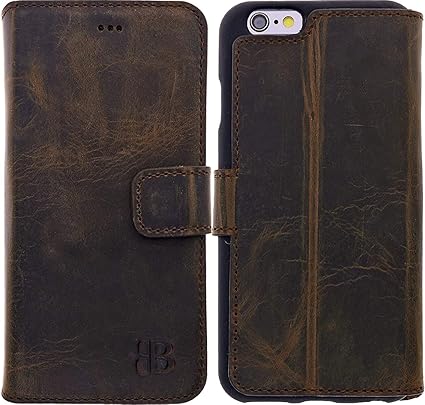 Burkley Lederhülle geeignet für Apple iPhone 6 / 6S Hülle Handyhülle - Handytasche Case Cover für iPhone 6 / 6S - Echtes Rind