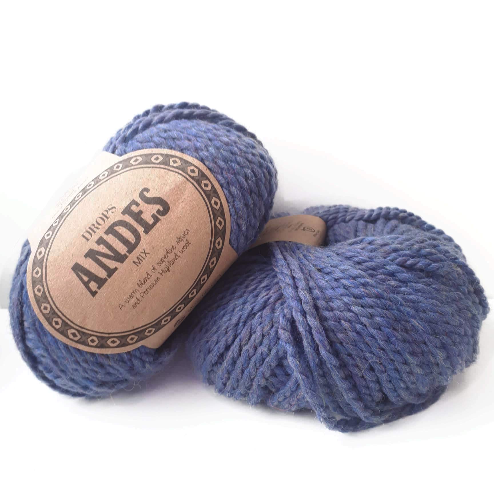 Chunky Blend of Alpaca and Wool Drops Andes, 3.5 oz, 98 Yards (6343 Twilight Blue (Mix))