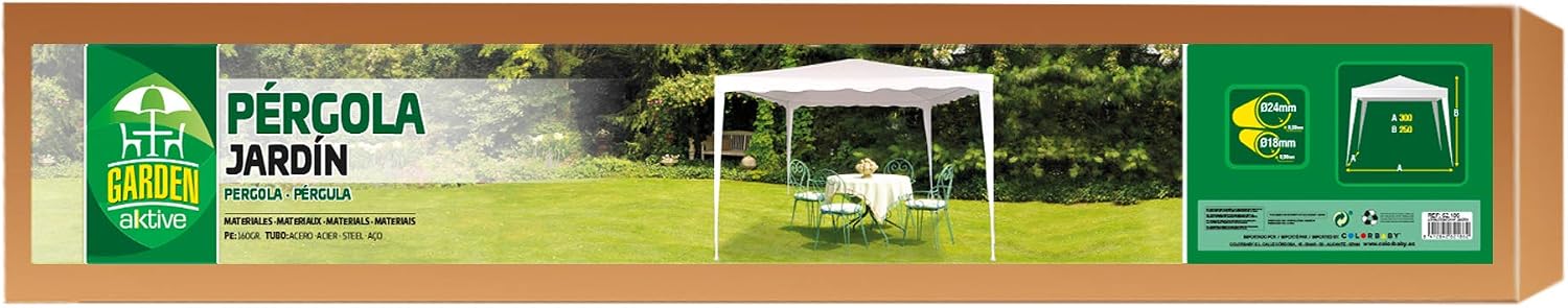 AKTIVE 62186, Removable Gazebo 300 x 300 x 250 cm, White, Outdoor Awnings, Terrace, Beach or Camping, Garden Pergolas - Image 5
