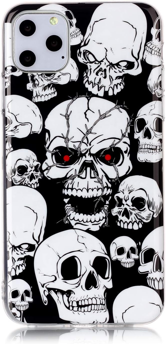 iPhone 11 Pro Max Case, Luminous Noctilucent Glow in The Dark Ultra Slim Flexible Soft TPU Protective Case for iPhone 11 Pro Max 6.5 Inch 2019 Release (Skull)