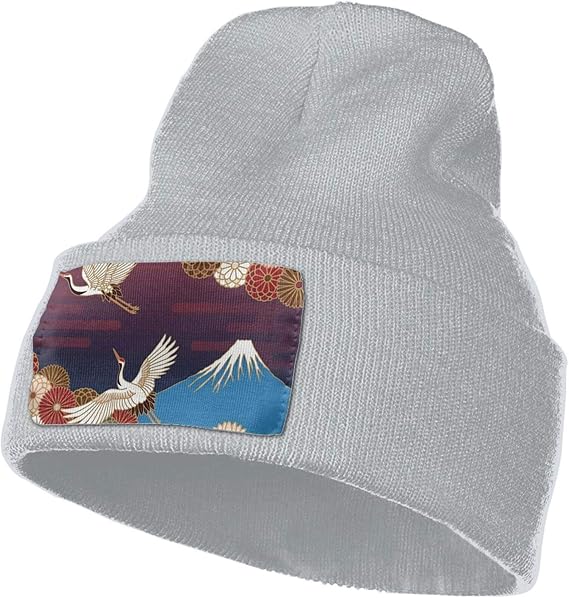 Amazon Co Jp 富士山ツルと菊の花 ニット帽 ワイルドキャップ 秋と冬暖かい帽子 オシャレ 柔らかい 軽量 ビーニーキャップ ニットキャップ バイク スキー 男女兼用 帽子 服 ファッション小物