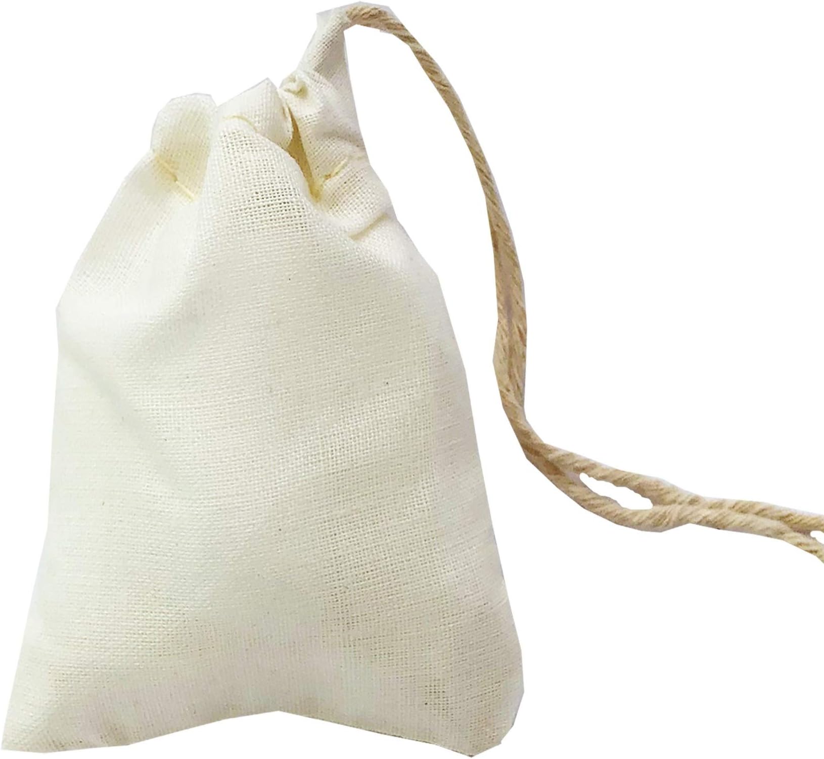 EcoGreenUk 100pcs (3"x5") 7 by 12cm Small Muslin Drawstring Bags