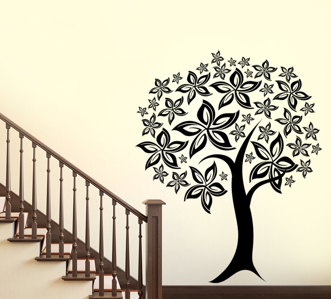 Luke and Lilly Beautiful Crafted Black Tree Wall Sticker(PVC Vinyl,85 cm x 110 cm)