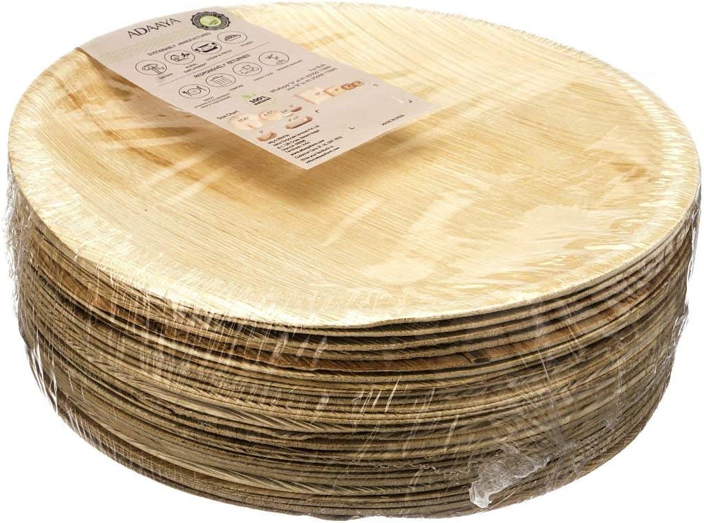 Adaaya Farms Palm Leaf Dinner Plates, 10.25 Inches (Pack of 25)